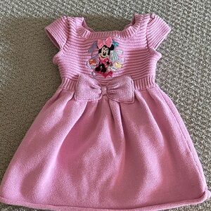 Disney Pink Knitted Dress with Minnie Mouse